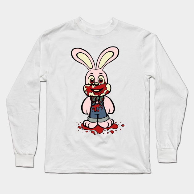 Pink Robbie the Rabbit Long Sleeve T-Shirt by jellysoupstudios